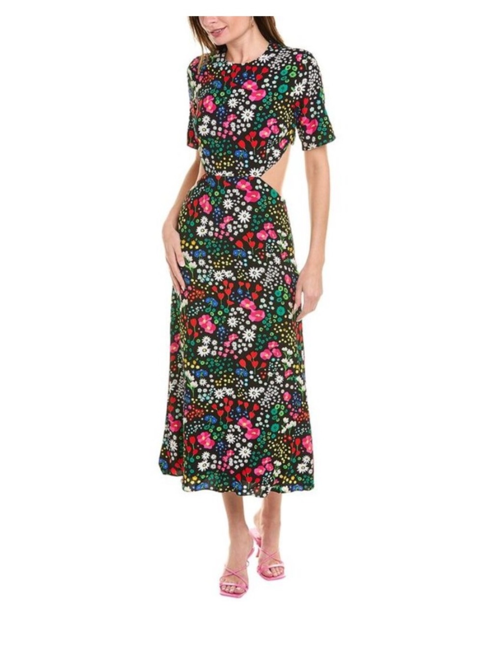 Kooples Artful Joyful Flower Maxi Dress in FR Tall 2 US MedTall NEW Cutout Daisy